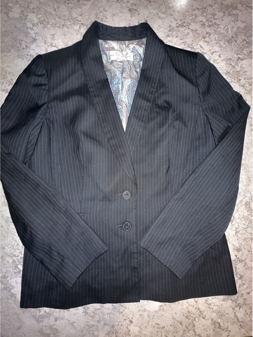 Jones New York Suit Women’s Black Pinstripe Lined Notch Two-Button Blazer 12